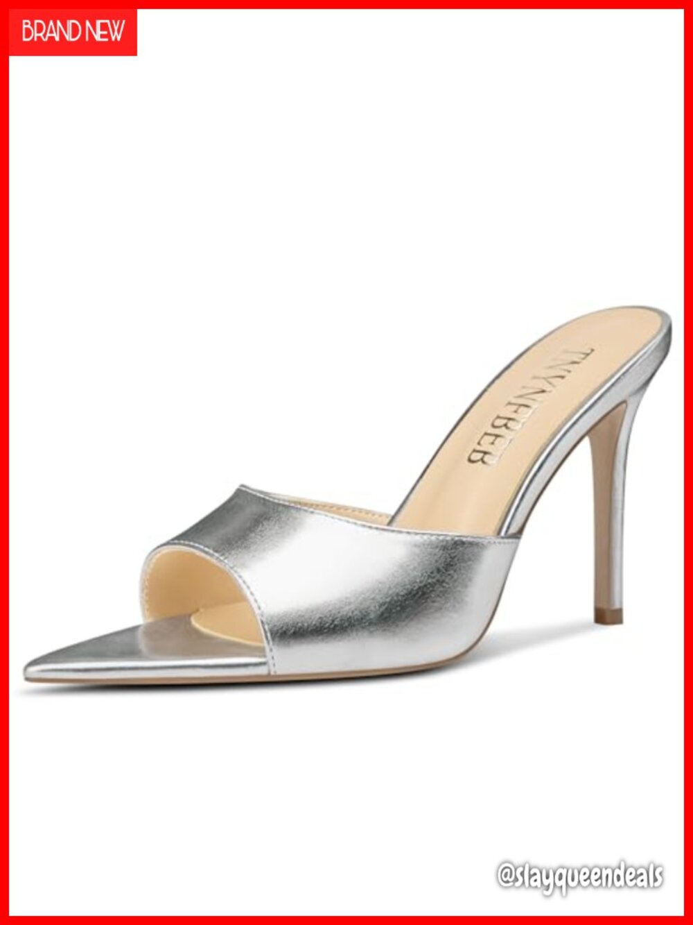 TNYNFBEB Womens Stiletto High Heel Pointed Open Toe Slingback Slip-On Sandals